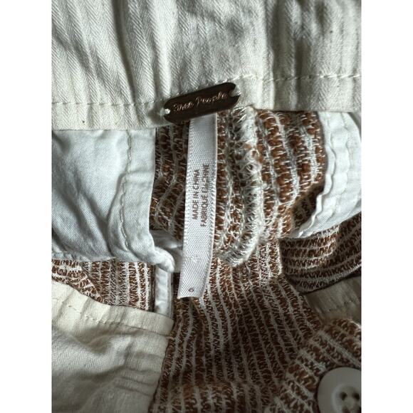 Free People Pants Womens Brown White Light at Sunrise Crop Drawstring Size 6 - Picture 2 of 11